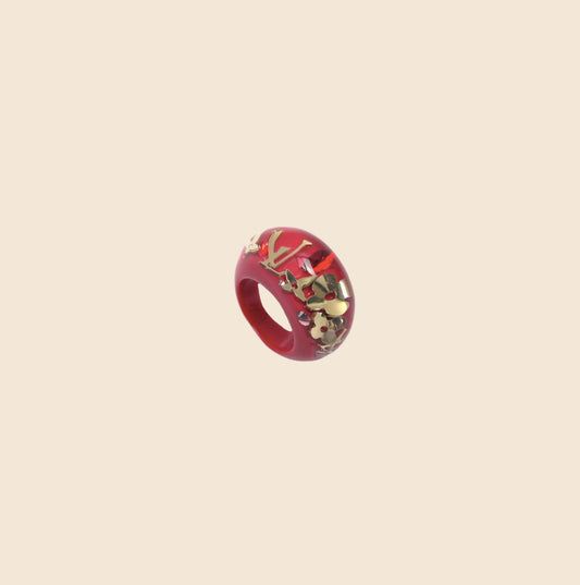 LOUIS VUITTON RESIN MONOGRAM RED INCLUSION RING