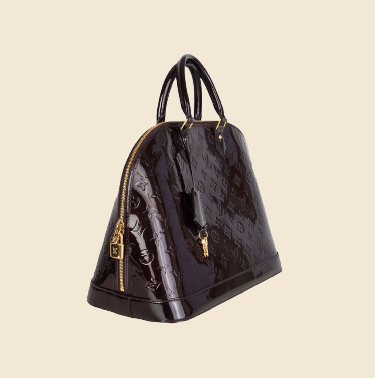 Drooling over this Louis Vuitton Amarante Vernis Leather Alma GM