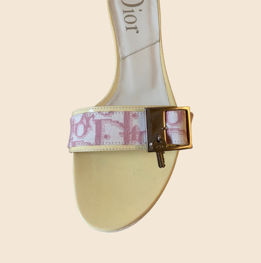 CHRISTIAN DIOR DIORISSIMO PINK DENIM STRAP SANDALS