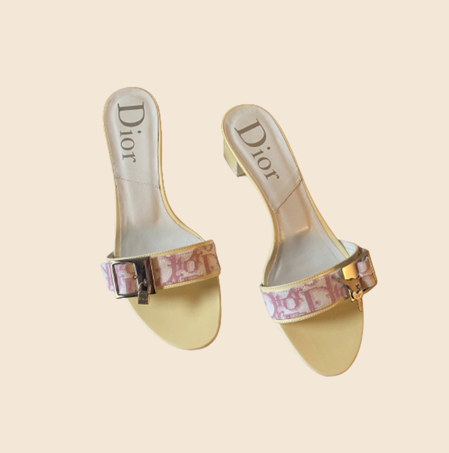 Dior Pink and White Monogram Sandals