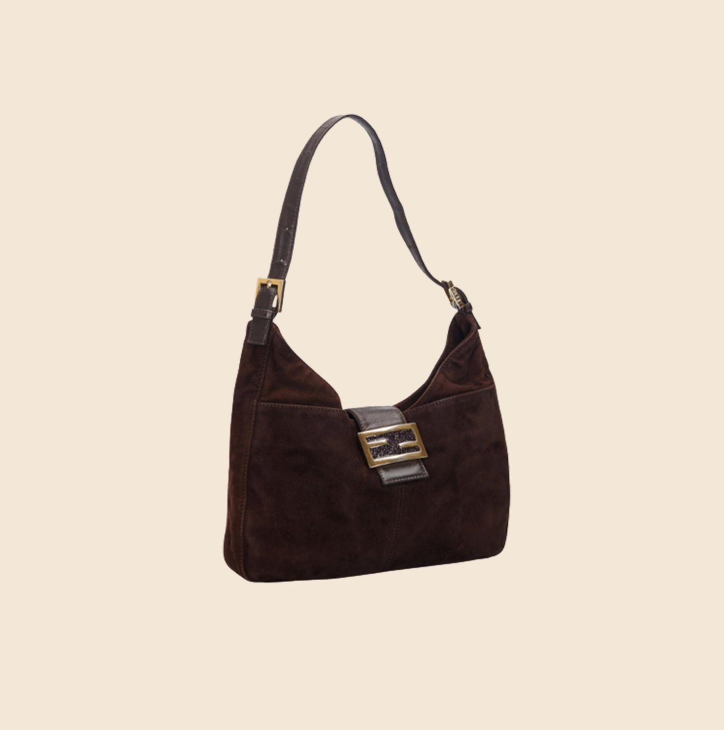 Brown suede fendi bag Clearance