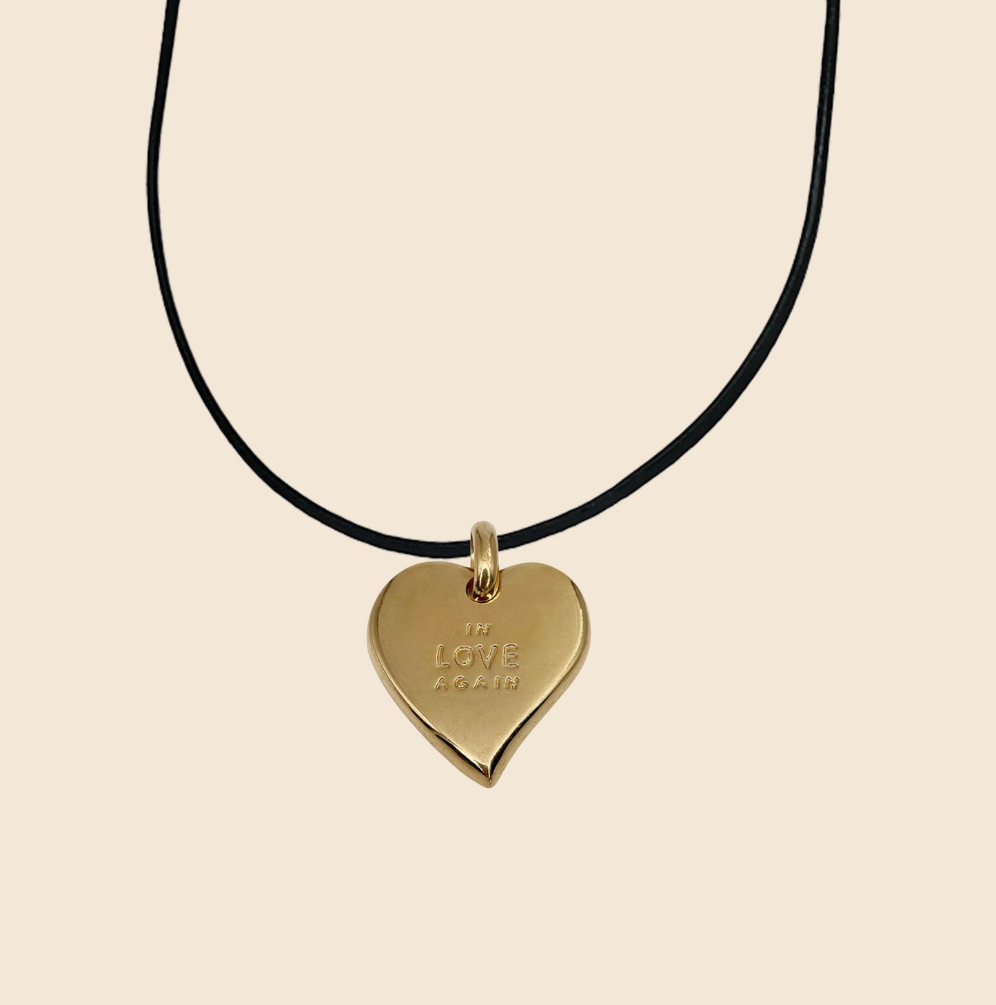 YVES SAINT LAURENT GOLD HEART "IN LOVE AGAIN" CORD CHOKER NECKLACE