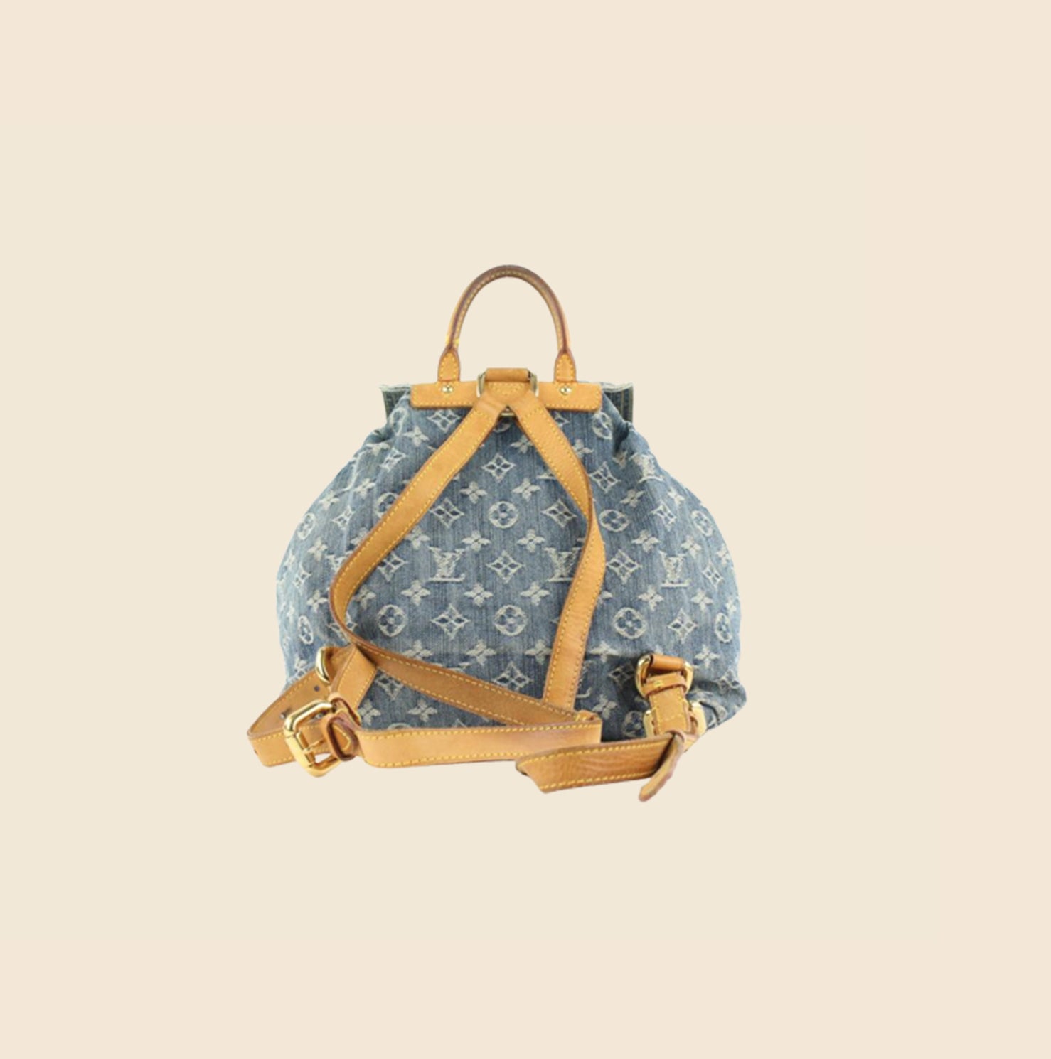 Used, Authentic LOUIS VUITTON Monogram Denim Sac A Dos PM