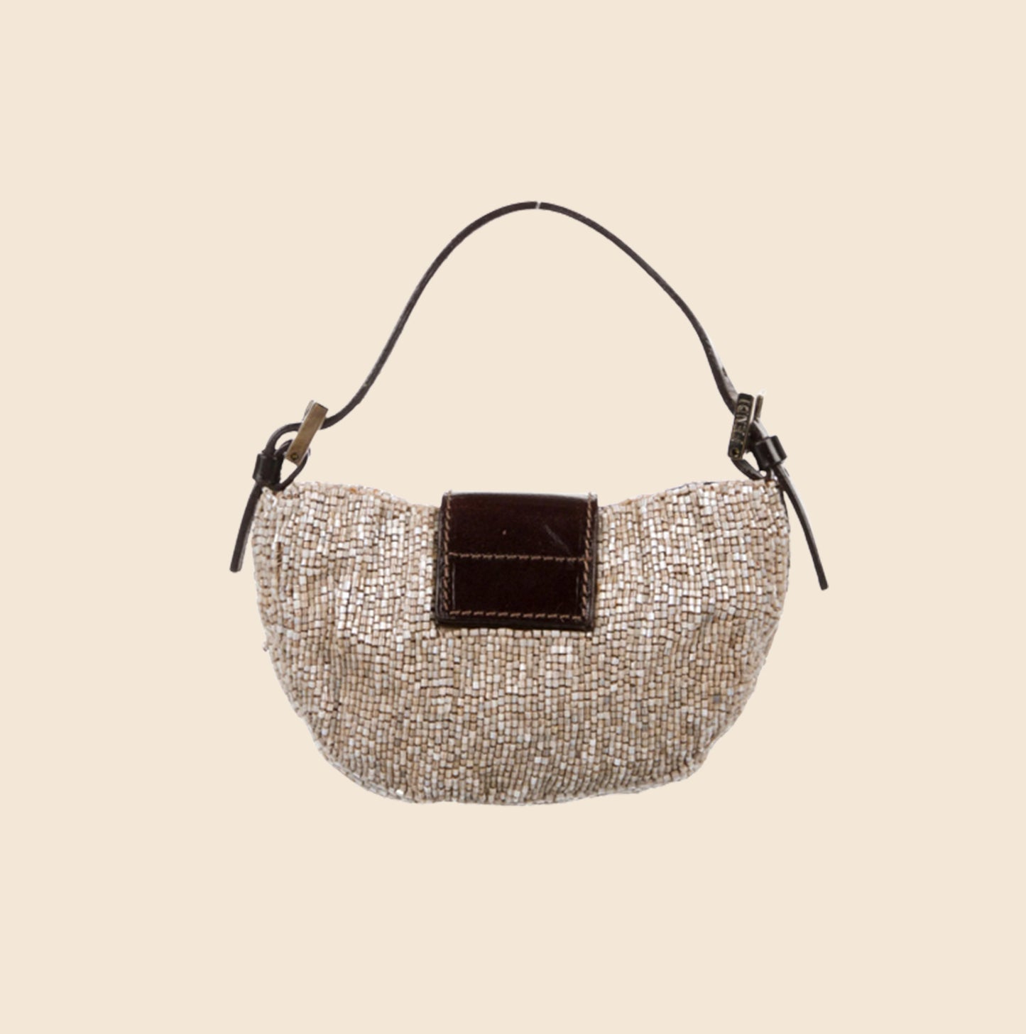 FENDI 1999 BEIGE BEADED MINI CROISSANT BAG – RDB