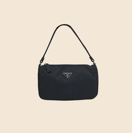 PRADA 90s BLACK NYLON MINI SHOULDER BAG