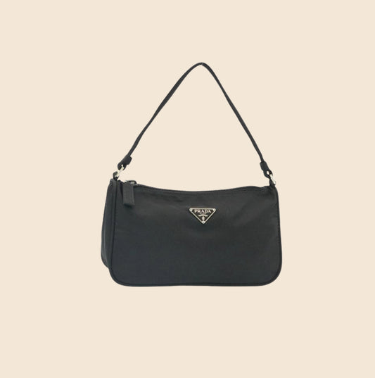 PRADA 90s BLACK NYLON MINI SHOULDER BAG