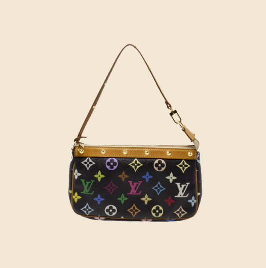 LOUIS VUITTON BLACK MULTICOLOUR MONOGRAM CANVAS BY TAKASHI MURAKAMI POCHETTE