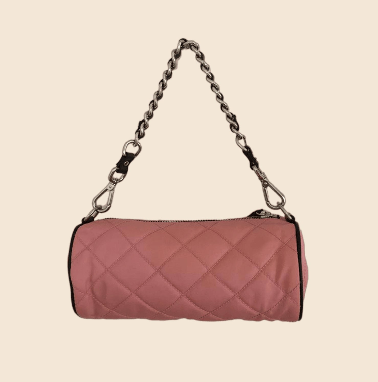 PRADA TESSUTO MINI PINK QUILTED BARREL BAG