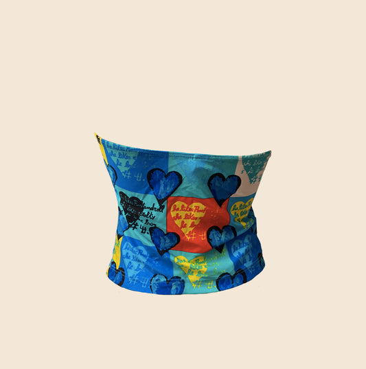 GIANNI VERSACE PRINTED 'SHE LIKES ROYALTY' HALTER NECK TOP